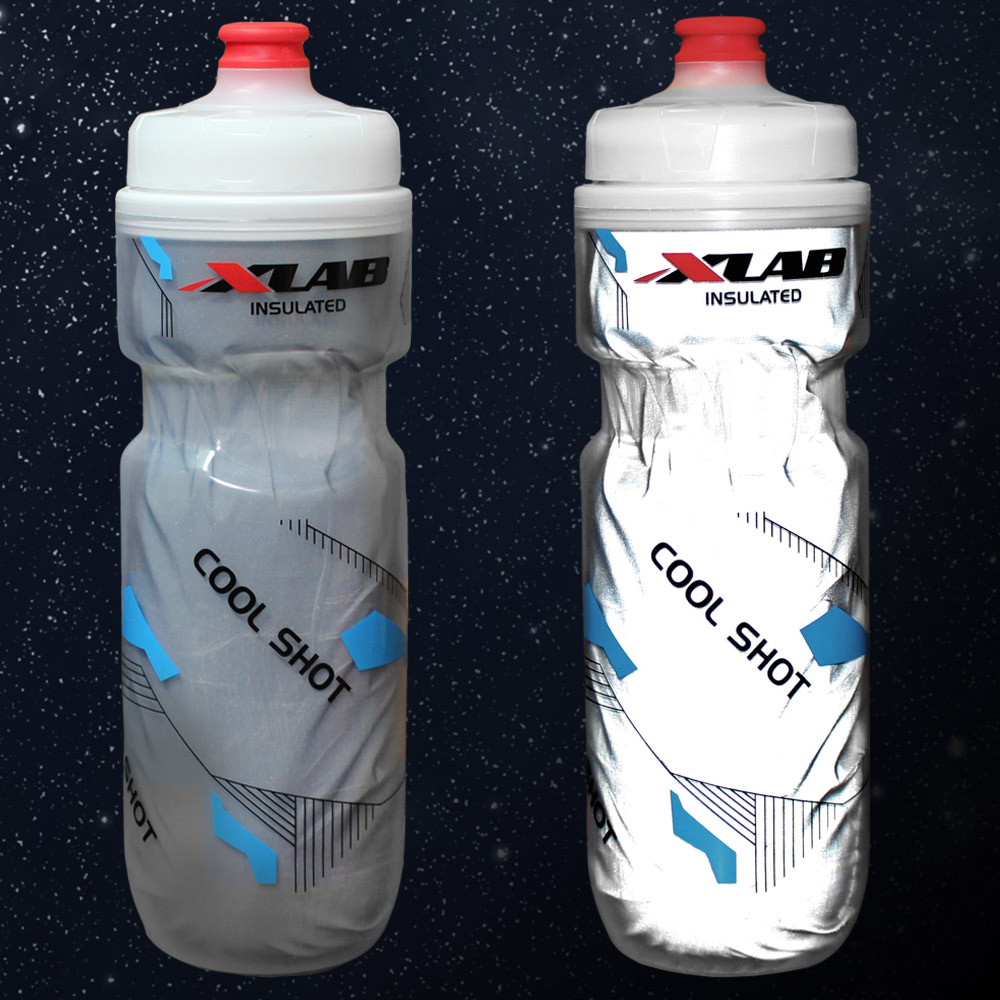 XLAB Cool Shot Insulated Reflective 20oz Road Tri Bike Water Bottle Matte Silver 
